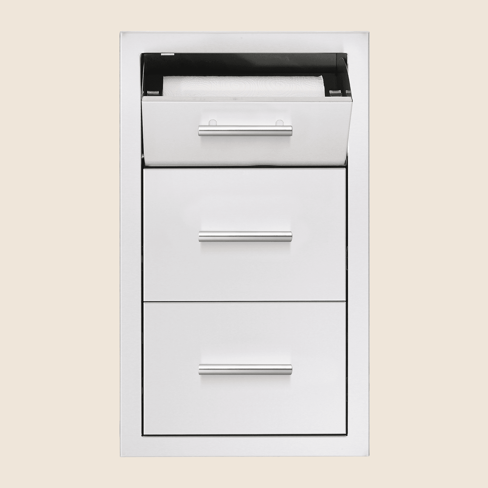 17" Vertical 2-Drawer & Paper Towel Holder Combo w/ Masonry Frame